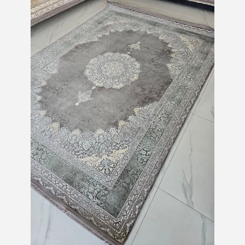 فرش 9متری 1200 شانه ماشینی کاشان طرح ترمه سبز(باارسال رایگان)