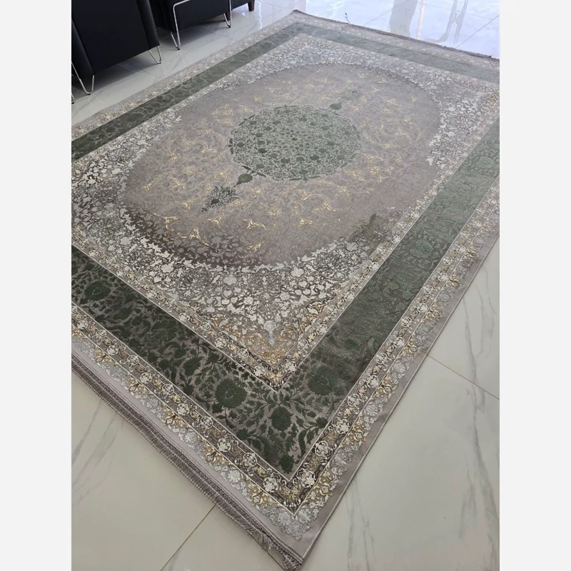 فرش 1200شانه ماشینی کاشان طرح آبالون سبز 12متری(باارسال رایگان)