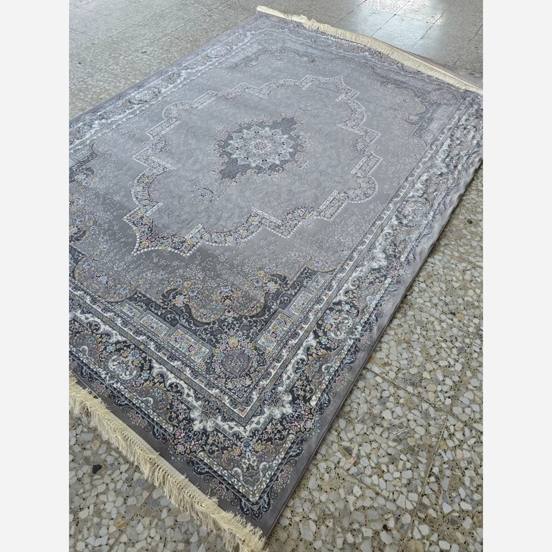 فرش ماشینی کاشان 1200 شانه طرح مانلی طوسی 12متری(باارسال رایگان)