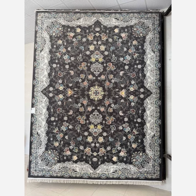 فرش 700شانه 100درصدآکرلیک ماشینی کاشان طرح تیانا دودی 12متری(باارسال رایگان)