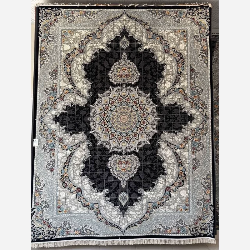 فرش700شانه ماشینی کاشان100درصدآکرلیک طرح فرانک سرمه ای 9متری(باارسال رایگان)