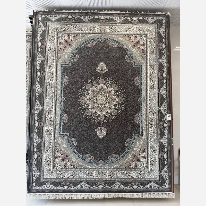 فرش ماشینی کاشان 700 شانه 100 درصد آکرلیک طرح طاق بستان دودی 12 متری