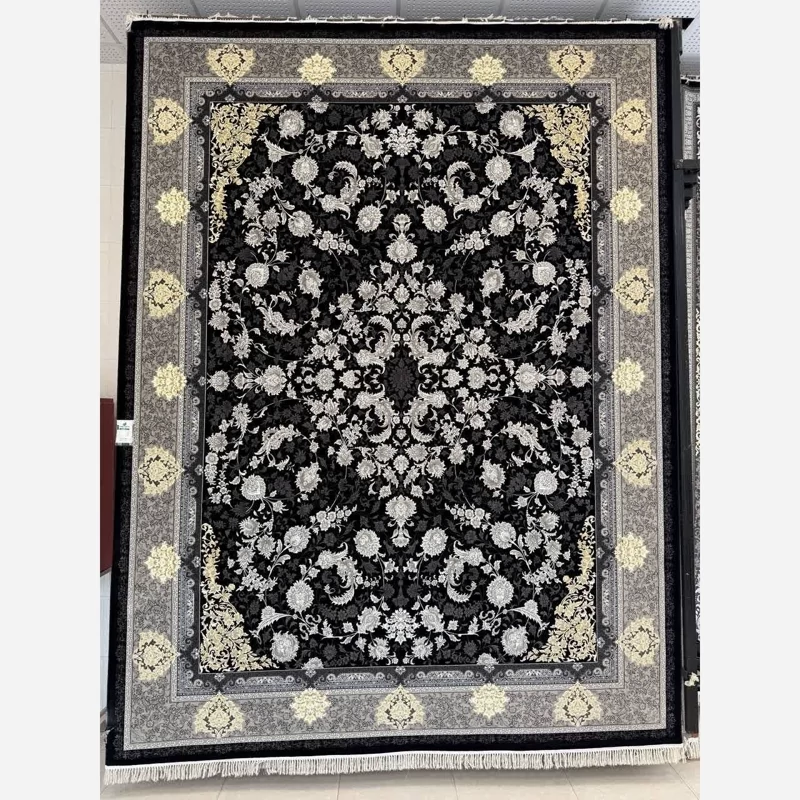 فرش ماشینی 6 متری، 700 شانه، 100% اکریلیک، طرح افشان نوبهار، رنگ سرمه‌ای، محصول کاشان