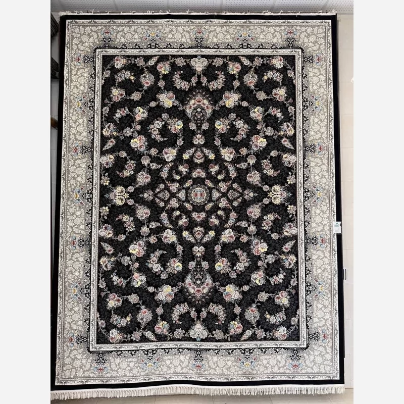 فرش 700شانه ماشینی کاشان 6متری طرح رنگین کمان سرمه 100درصدآکرلیک(باارسال رایگان)