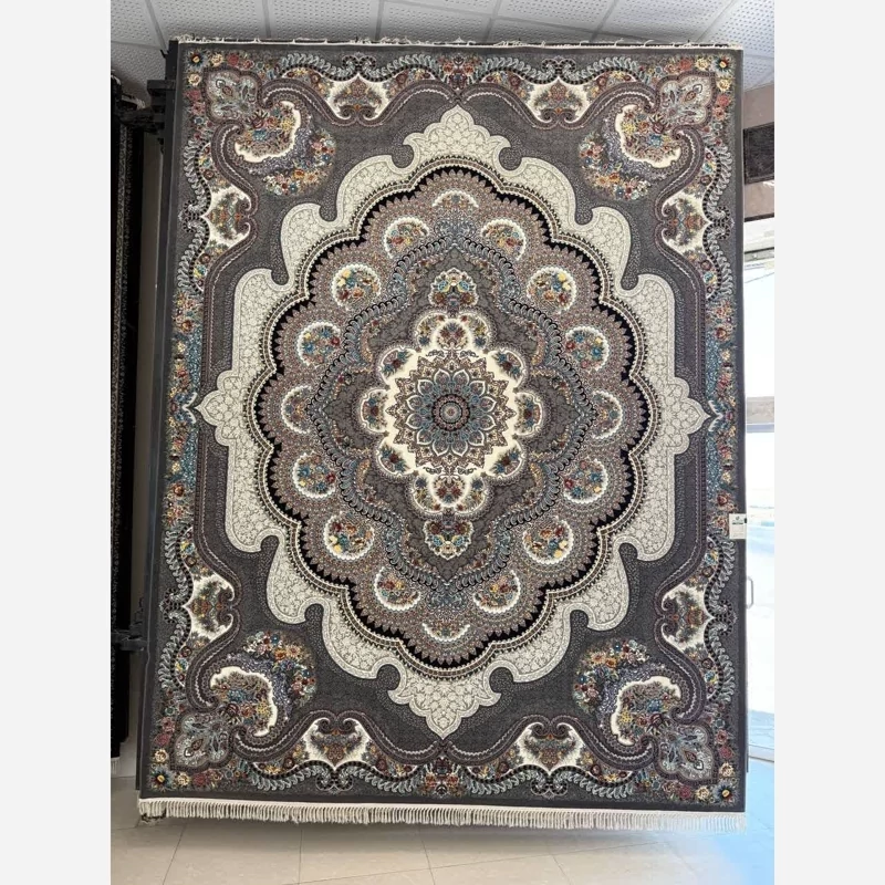 فرش ماشینی کاشان 700 شانه 100 درصد آکرلیک طرح باغ ملک دودی 9 متری