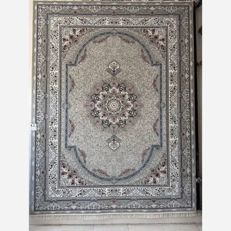 فرش ماشینی کاشان 700 شانه - 100% اکریلیک، طرح طاق بستان، رنگ فیلی، سایز 12 متری