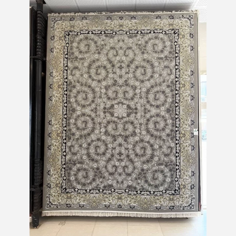 فرش ماشینی 700 شانه کاشان، طرح نیکان، رنگ فیلی، سایز 12 متری