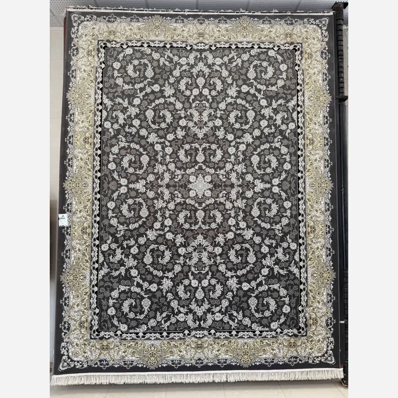 فرش ماشینی کاشان 700 شانه 6 متری آکریلیک طرح نیکان دودی