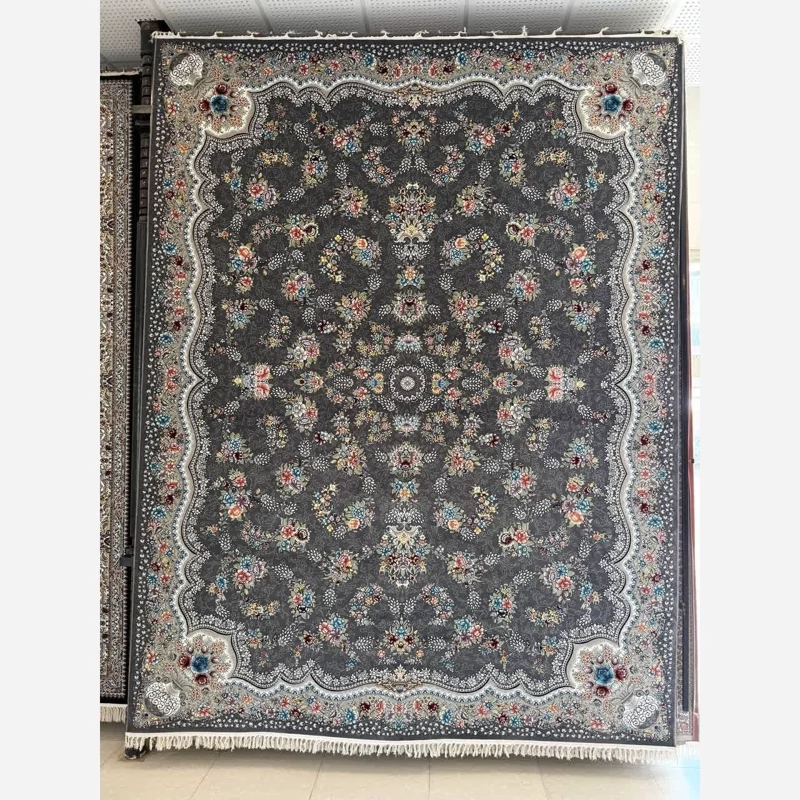 فرش 6 متری 700 شانه ماشینی کاشان طرح افشان رها دودی 100 درصد آکریلیک