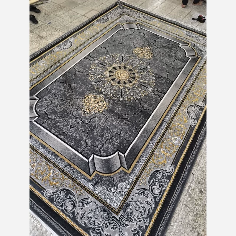 فرش ماشینی کاشان 500 شانه ورژن طرح پناه دودی 9 متری