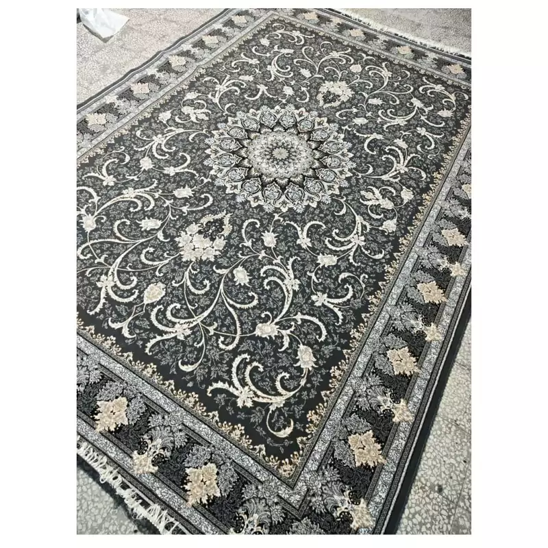 فرش ماشینی 500 شانه طرح طناز دودی 12 متری