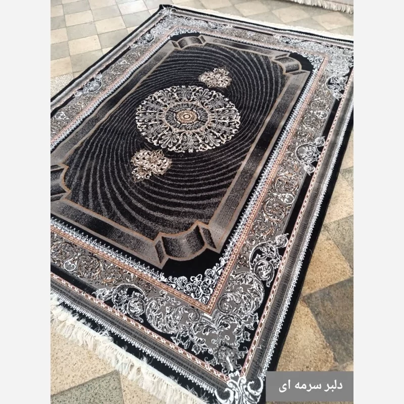 فرش6متری ماشینی کاشان طرح دلبر سرمه ای440شانه(باارسال رایگان)