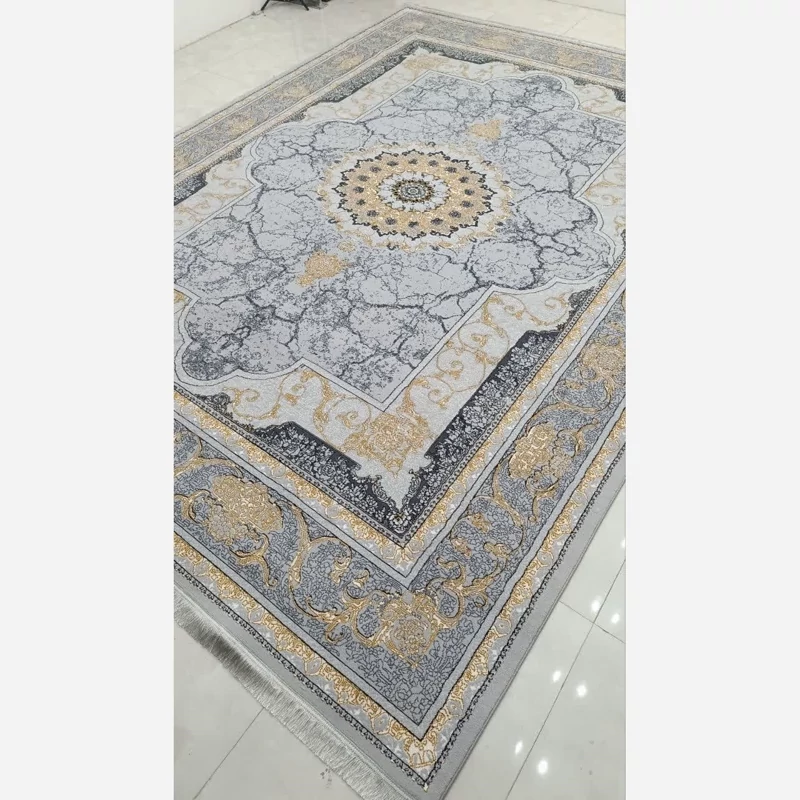 فرش ماشینی کاشان500شانه بی سی اف طرح کویر نقره ای12متری(باارسال رایگان)