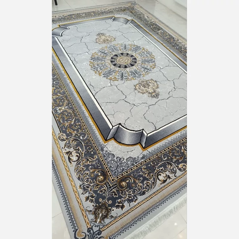 فرش 6متری ماشینی کاشان500شانه بی سی اف طرح موج نقره ای(باارسال رایگان)