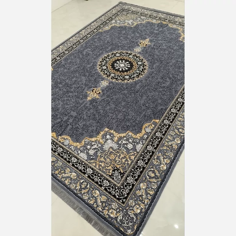 فرش ماشینی کاشان500شانه بی سی اف طرح تاج طوسی9متری(باارسال رایگان)