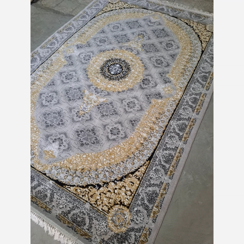فرش گردماشینی کاشان440شانه طرح عارف نقره ای1،5در1،5متر(باارسال رایگان)