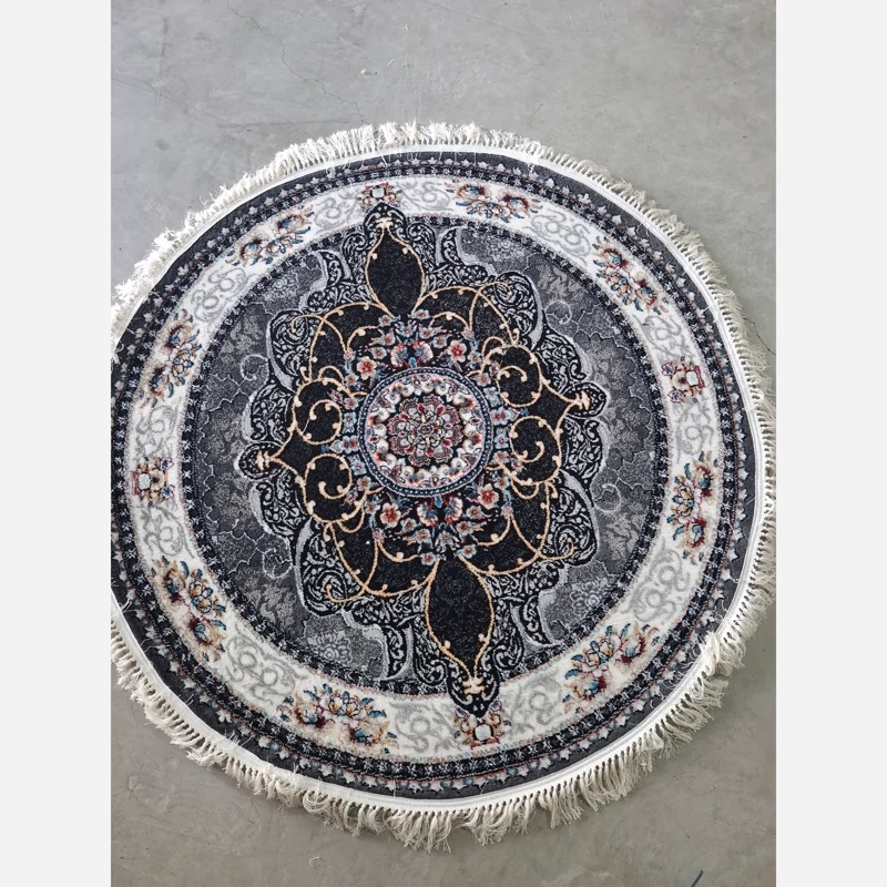 فرش گرد ماشینی کاشان500شانه طرح چکاوک دودی1،5در1،5متر(باارسال رایگان)