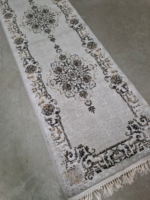 کناره فرش ماشینی کاشان طرح حس نقره ای440شانه سایز3در1متر(باارسال رایگان)