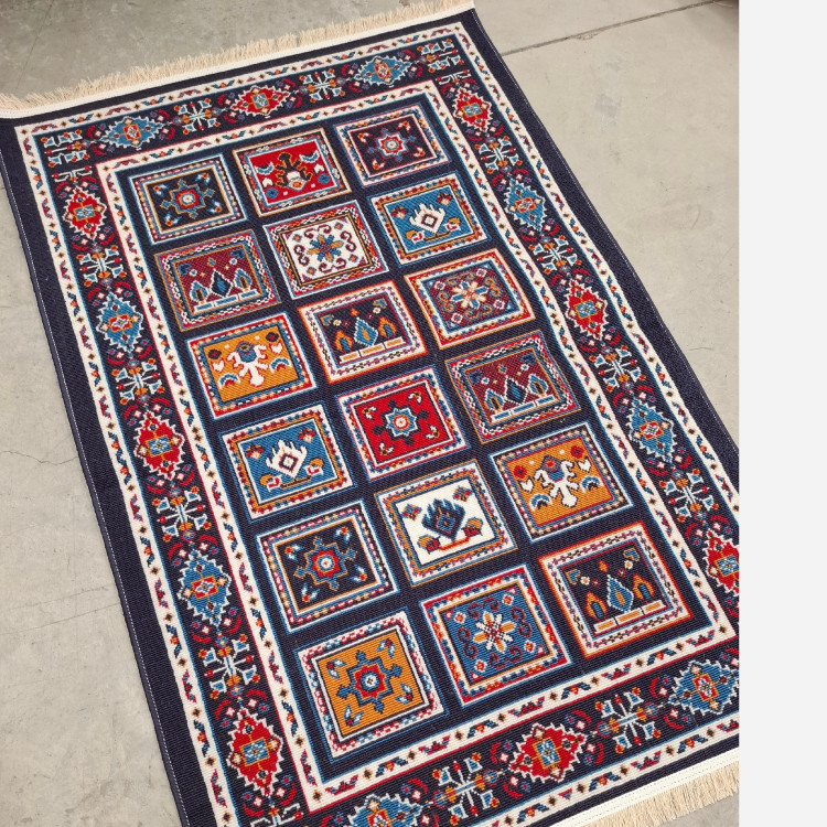 گلیم ماشینی کاشان طرح کژال سرمه ای سایز2در120(هزینه ارسال باخریداروپس کرایه میباشد)