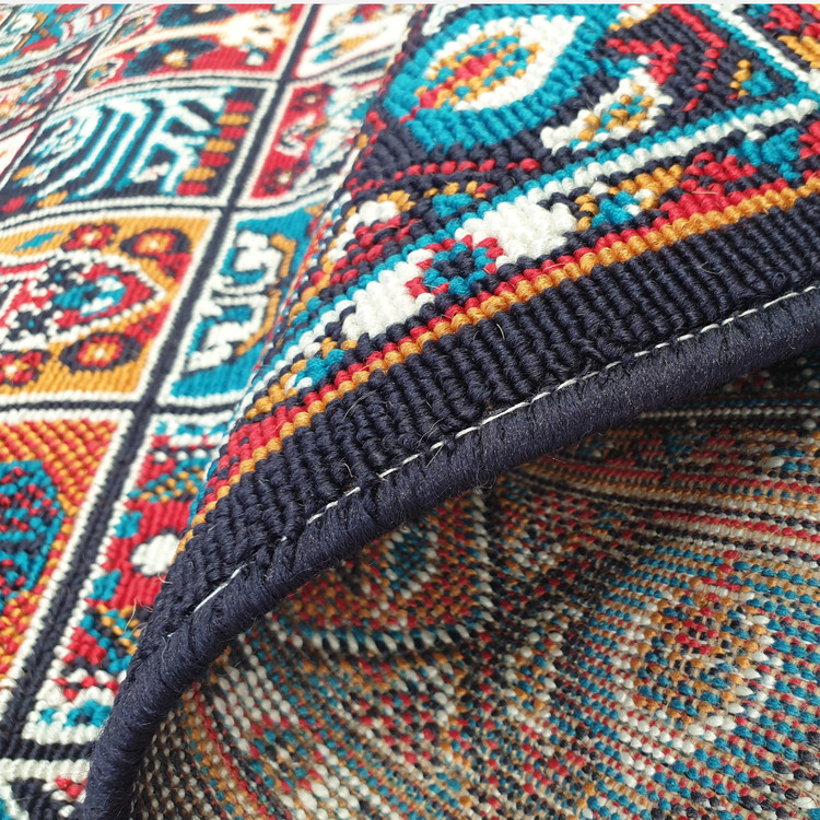 گلیم ماشینی کاشان طرح خشتی سرمه سایز2در1،20(هزینه ارسال باخربداروپس کرایه میباشد)